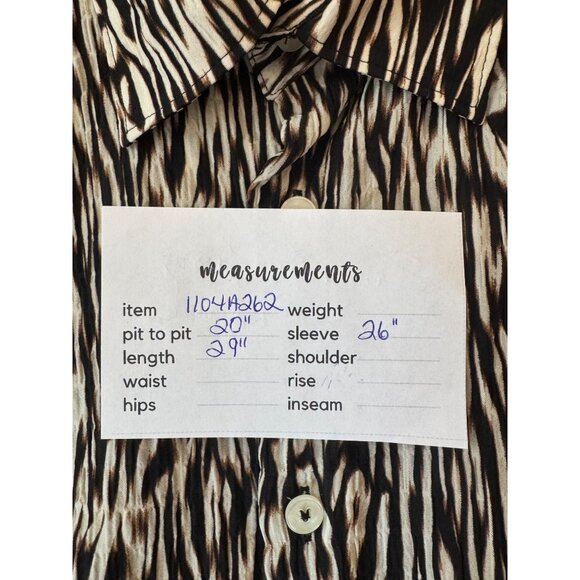2/$30 Zara Size M Womens Zebra Choc Brown Black Ivory Print Button-Up Blouse - Picture 9 of 10